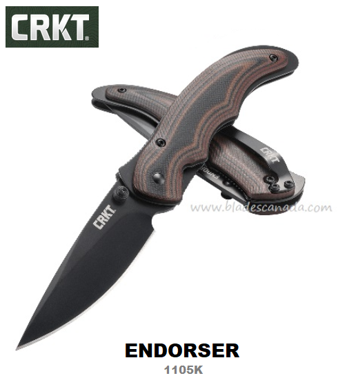 CRKT Endorser Flipper Folding Knife, Assisted Opening, G10 Black/Brown, CRKT1105K - Click Image to Close